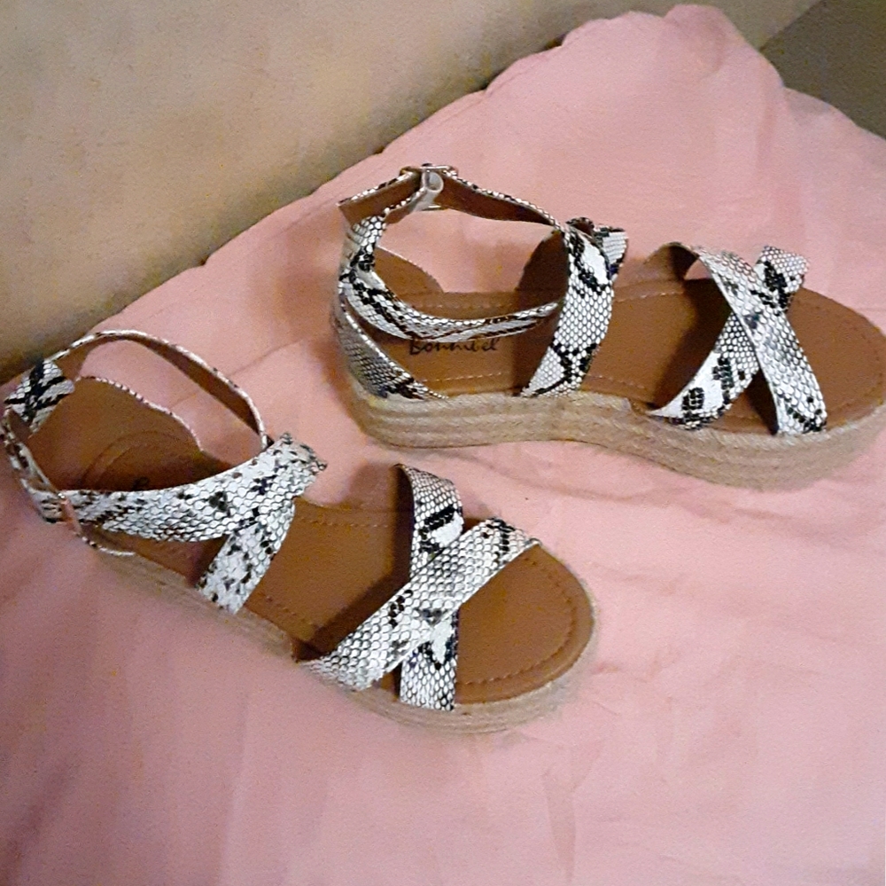 Platform espadrille open toe snake🐍print sandals